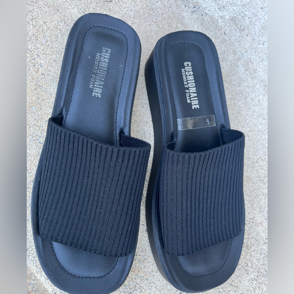 Cushionaire Memory Foam Slides, Black Size 10 - image 1